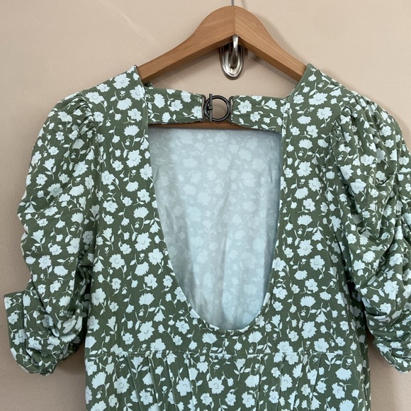 Free People Rosie Knit Midi Dress in Green & White Ditsy Floral Print - Picture 10 of 12